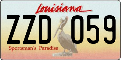 LA license plate ZZD059