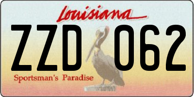 LA license plate ZZD062