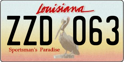 LA license plate ZZD063