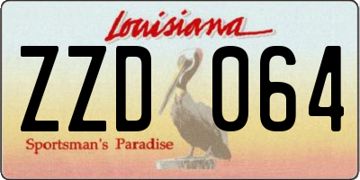 LA license plate ZZD064