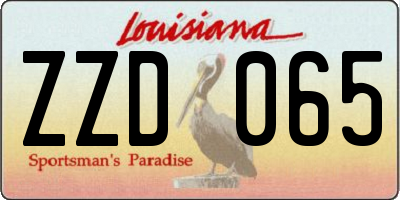 LA license plate ZZD065