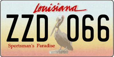 LA license plate ZZD066