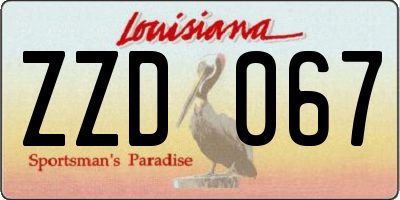 LA license plate ZZD067