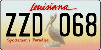 LA license plate ZZD068