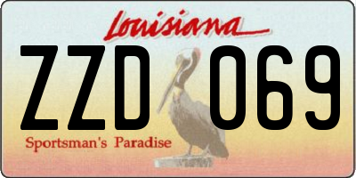 LA license plate ZZD069