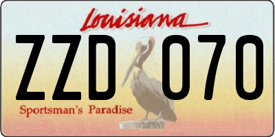 LA license plate ZZD070