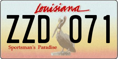 LA license plate ZZD071