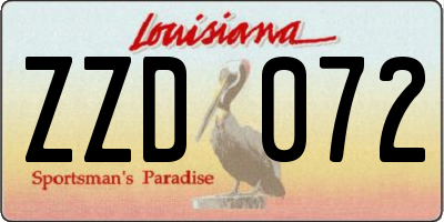 LA license plate ZZD072