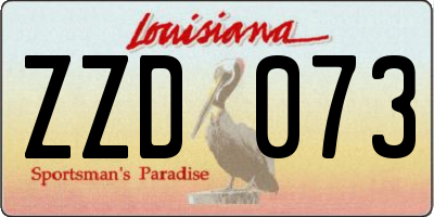 LA license plate ZZD073