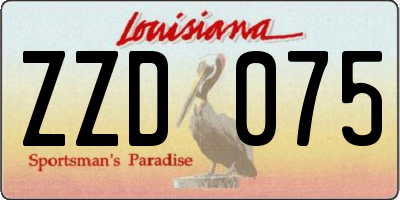 LA license plate ZZD075