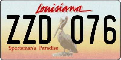 LA license plate ZZD076