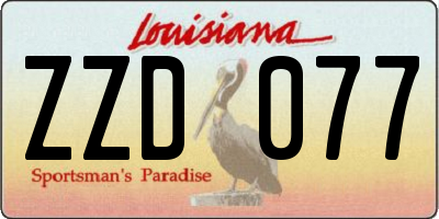 LA license plate ZZD077