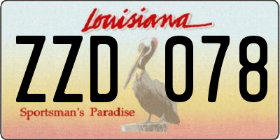 LA license plate ZZD078