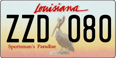 LA license plate ZZD080