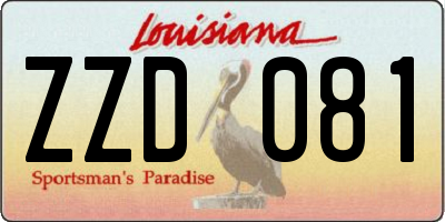 LA license plate ZZD081