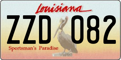 LA license plate ZZD082