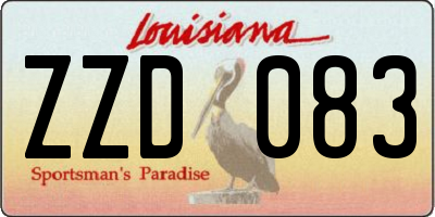 LA license plate ZZD083