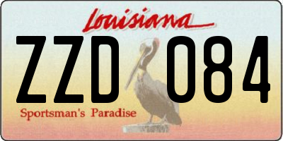 LA license plate ZZD084