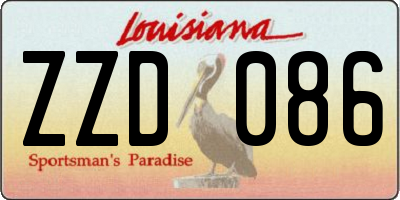 LA license plate ZZD086