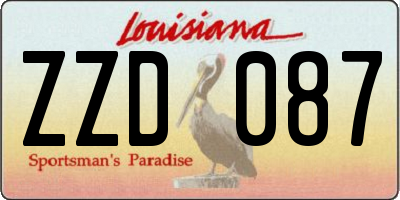 LA license plate ZZD087