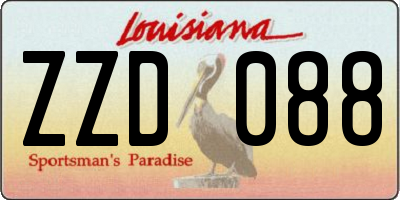 LA license plate ZZD088