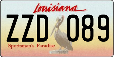 LA license plate ZZD089