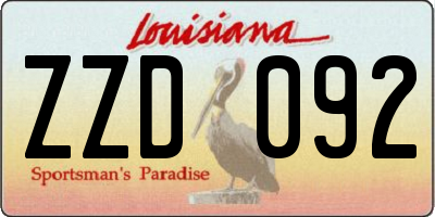 LA license plate ZZD092