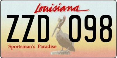 LA license plate ZZD098