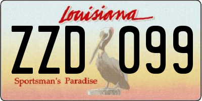 LA license plate ZZD099