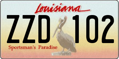 LA license plate ZZD102