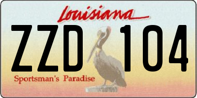 LA license plate ZZD104