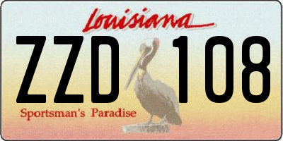 LA license plate ZZD108