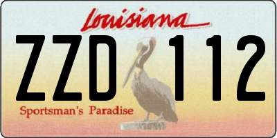 LA license plate ZZD112