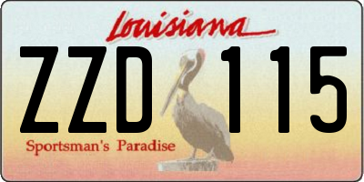 LA license plate ZZD115