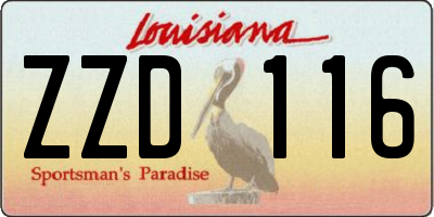 LA license plate ZZD116