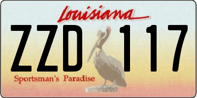 LA license plate ZZD117