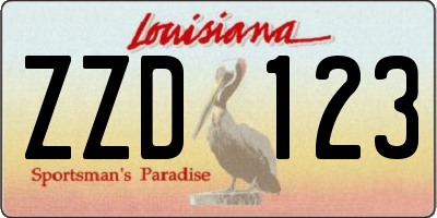 LA license plate ZZD123