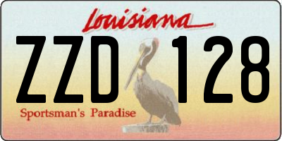 LA license plate ZZD128