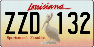 LA license plate ZZD132