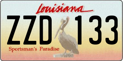 LA license plate ZZD133