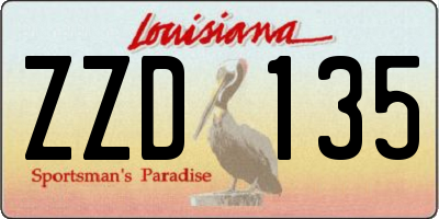 LA license plate ZZD135