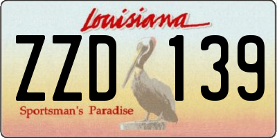 LA license plate ZZD139