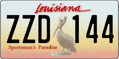 LA license plate ZZD144