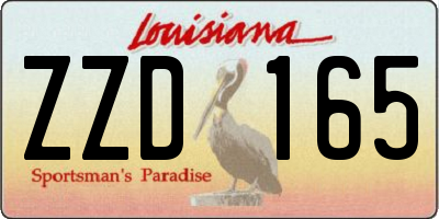 LA license plate ZZD165