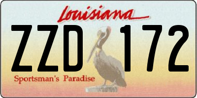 LA license plate ZZD172