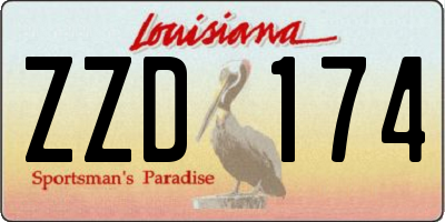 LA license plate ZZD174