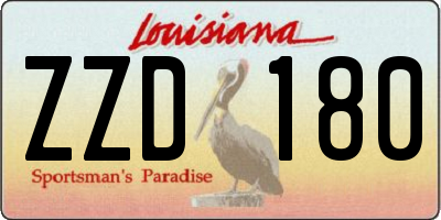 LA license plate ZZD180