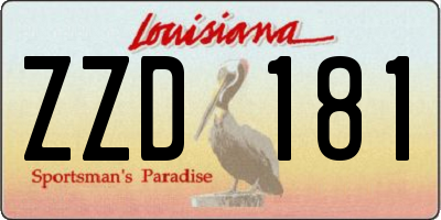 LA license plate ZZD181