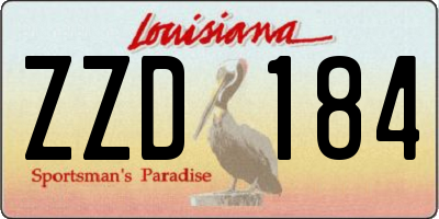 LA license plate ZZD184