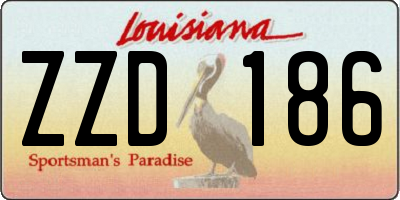 LA license plate ZZD186